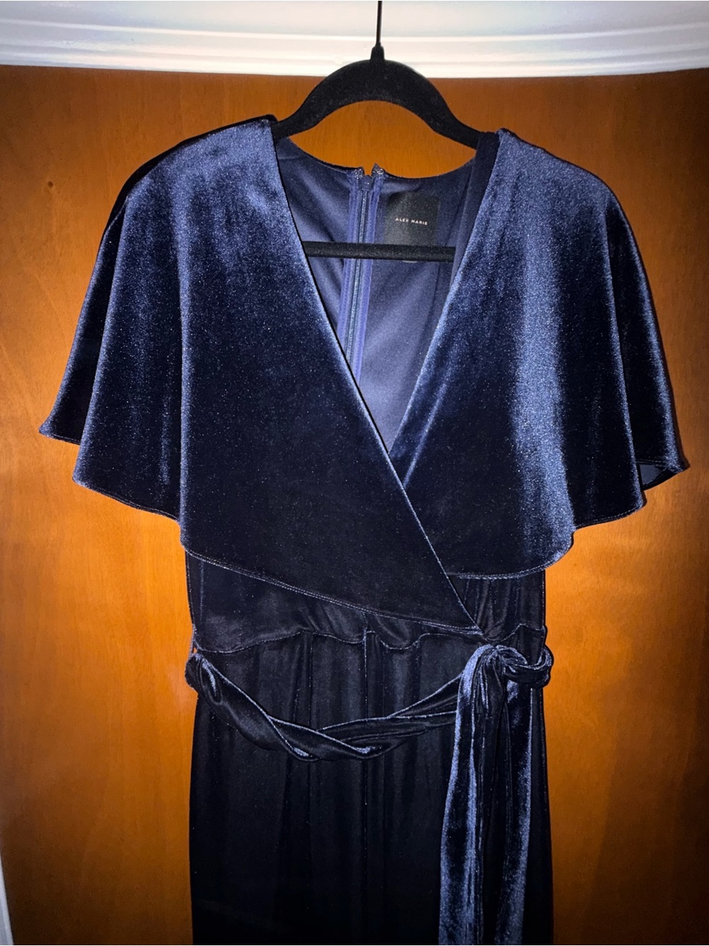 Alex Marie Navy Satin Evening Dress